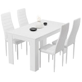 Minimalist Dining Set For 4 With Padded Chairs – Compact White Table