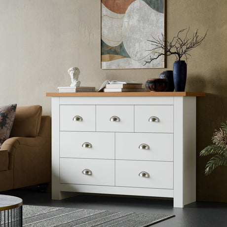 7 Drawer Wide Chest of Drawers - Large Bedroom Dresser