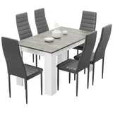 Stylish Grey Marble Finish Dining Table Set with 4 Padded Chairs