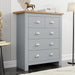 Large Chest of Drawers | 5 Drawer Chest Bedroom Drawers in grey with silver handles and oak top, ideal for modern bedroom storage solutions.