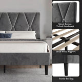Velvet Double Bed Frame with Headboard Upholstered King Size Bed Frame