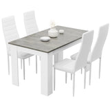 Stylish Grey Marble Finish Dining Table Set with 4 Padded Chairs