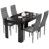 Compact Black Marble Finish Kitchen Table and Chairs Set