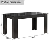 Compact Black Marble Finish Kitchen Table and Chairs Set