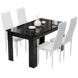 Compact Black Marble Finish Kitchen Table and Chairs Set