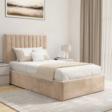 Vertical Line Ottoman Storage Bed - Velvet Ottoman Bed Frame