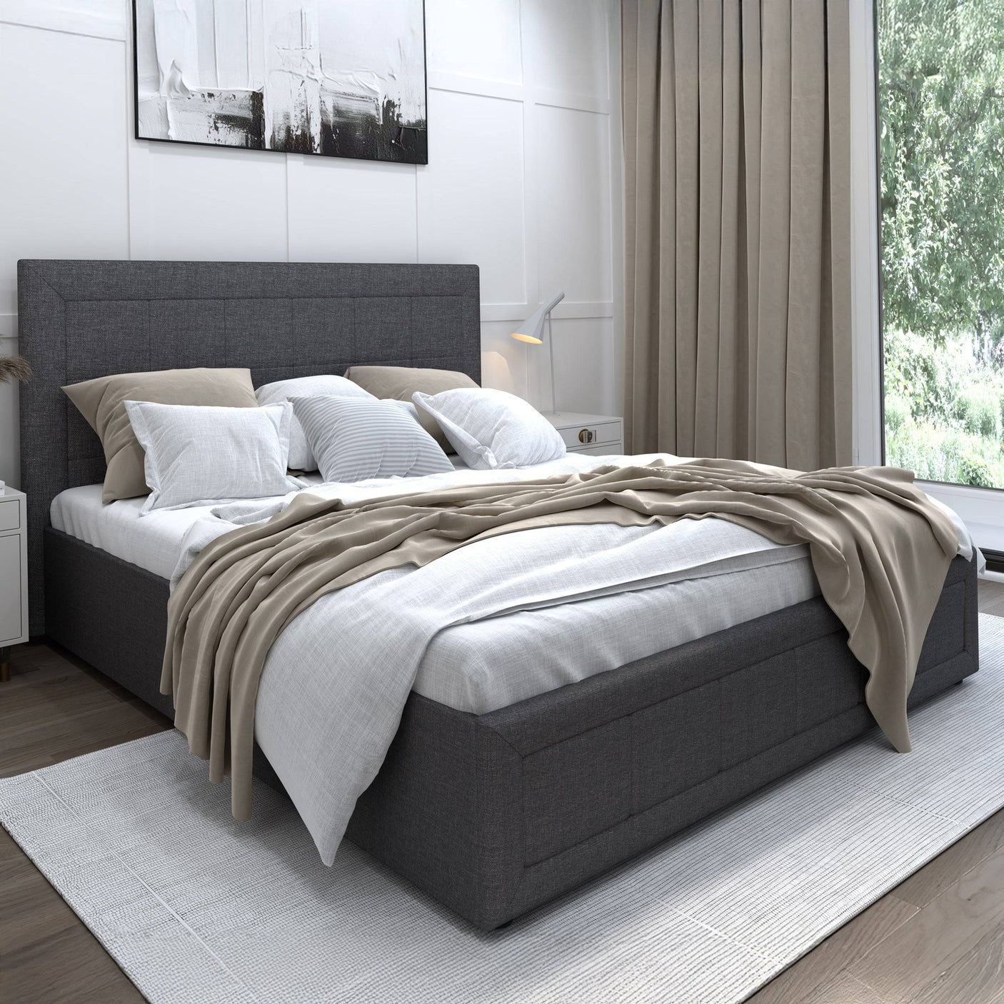 Blisswood GracefulLuxe Ottoman Bed With 8" Mattress, Dark Grey