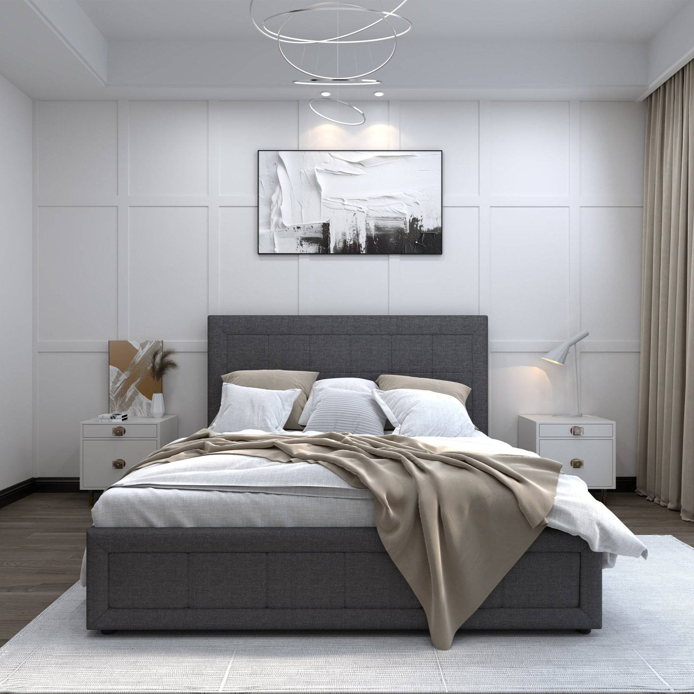 Blisswood GracefulLuxe Ottoman Bed With 8" Mattress, Dark Grey