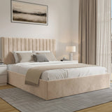 Vertical Line Ottoman Storage Bed - Velvet Ottoman Bed Frame