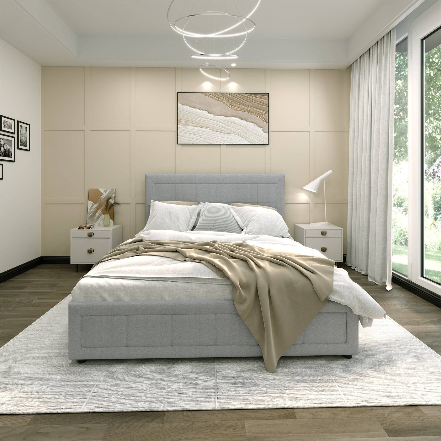 Blisswood Ottoman Bed With 8" Mattress, Grey Linen