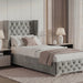 Cross Pattern Velvet Ottoman Storage Bed - Winged Bed Frame