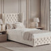 Cross Pattern Velvet Ottoman Storage Bed - Winged Bed Frame