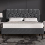 Chesterfield Velvet Upholstered Bed Frame With Adjustable Headboard