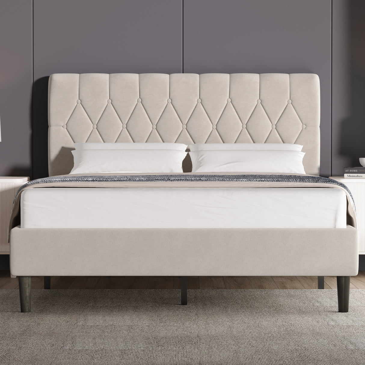 Chesterfield Velvet Upholstered Bed Frame With Adjustable Headboard