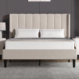 Vertical Line Velvet Upholstered Bed Frame Double & King Sizes