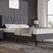 Velvet Upholstered Bed Frame in Grey & Beige with Adjustable Headboard