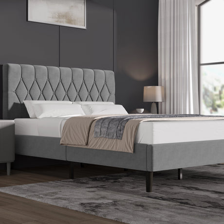 Chesterfield Velvet Upholstered Bed Frame With Adjustable Headboard
