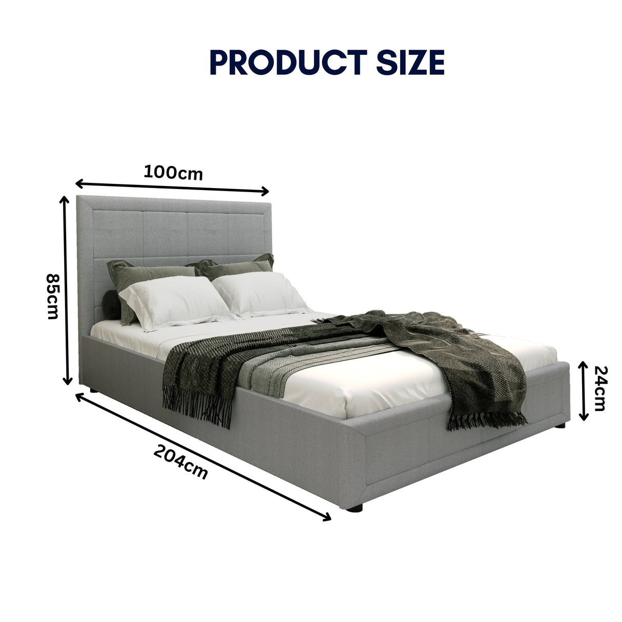 Blisswood Ottoman Bed With 8" Mattress, Grey Linen