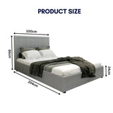 Blisswood Ottoman Bed With 8" Mattress, Grey Linen