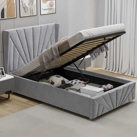Velvet Ottoman Storage Bed - Sunrise Ottoman Bed Frame