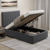 Blisswood Velvet Quilted Vertical Line Ottoman Storage Bed With Mattress