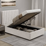 Blisswood Velvet Quilted Vertical Line Ottoman Storage Bed With Mattress
