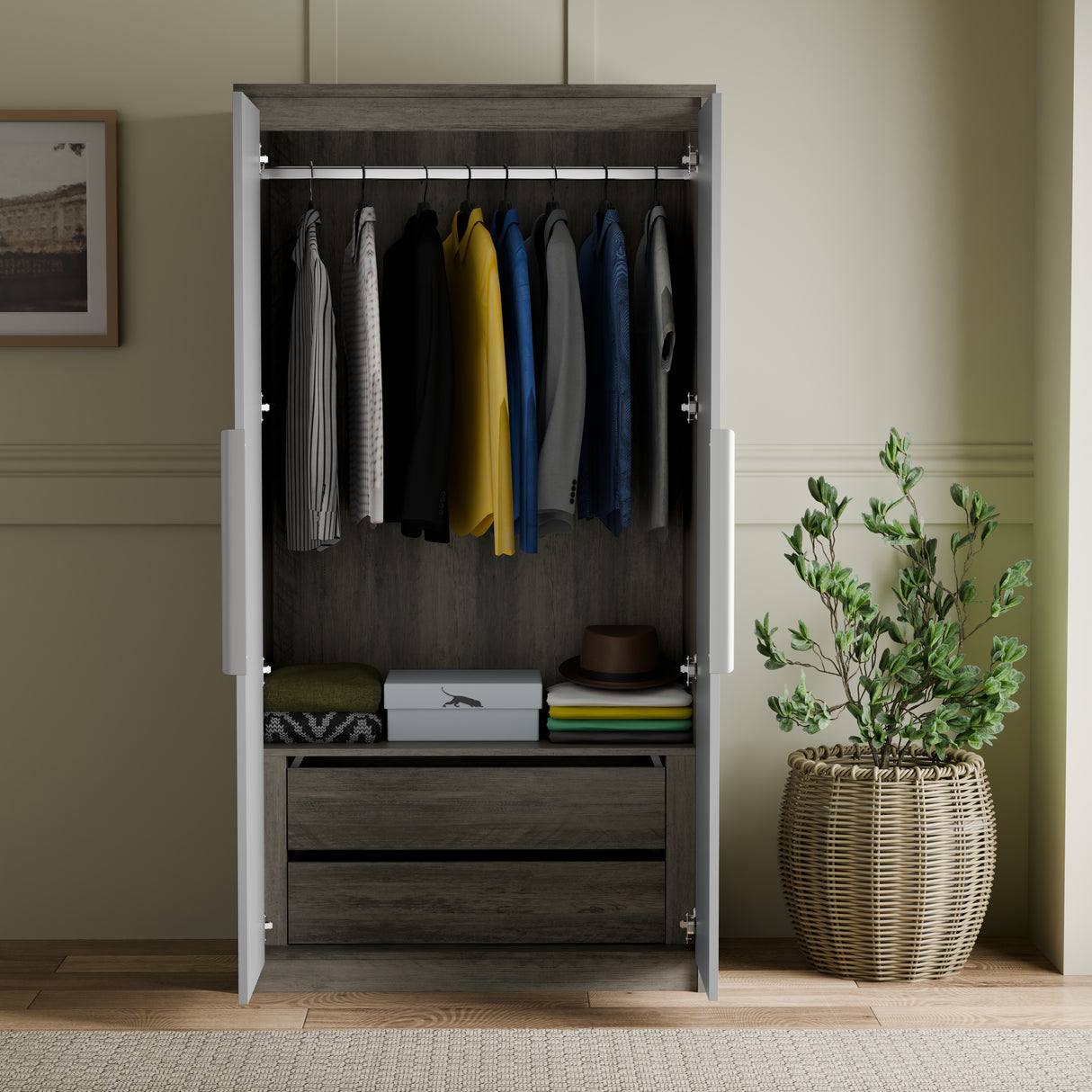 Skova 3 Piece Bedroom Furniture Set - Wardrobe and Chest of Drawers