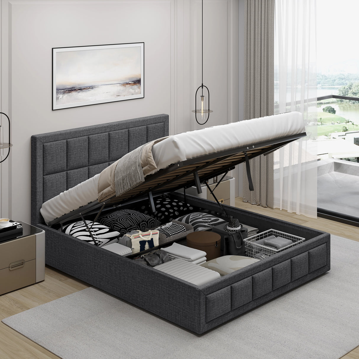 Blisswood Super King Size Ottoman Bed Frame With Storage