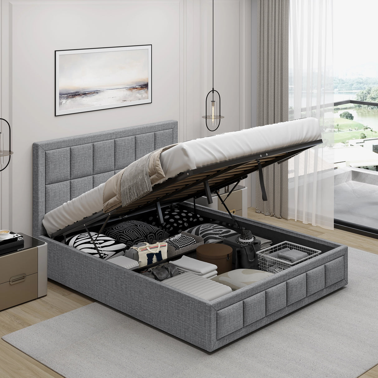 Blisswood Super King Size Ottoman Bed Frame With Storage