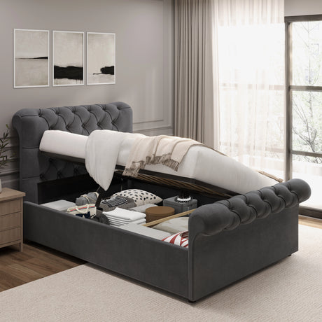Chesterfield Ottoman Storage Bed - Side Lift Ottoman Bed Frame