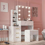 Hollywood Mirror Dressing Table with Storage, Drawers Vanity Makeup Desk