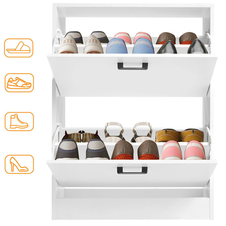 Shoe Cabinet Small white with Pull-Out Storage Drawers