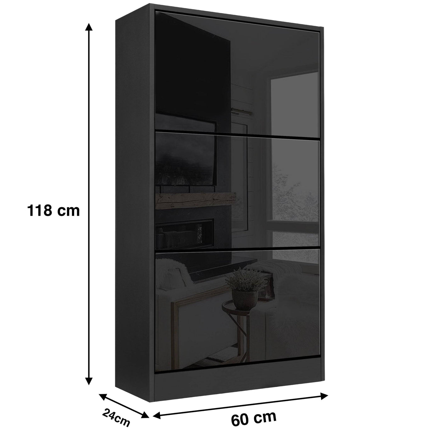 Blisswood High Gloss Tall Shoe Cabinet