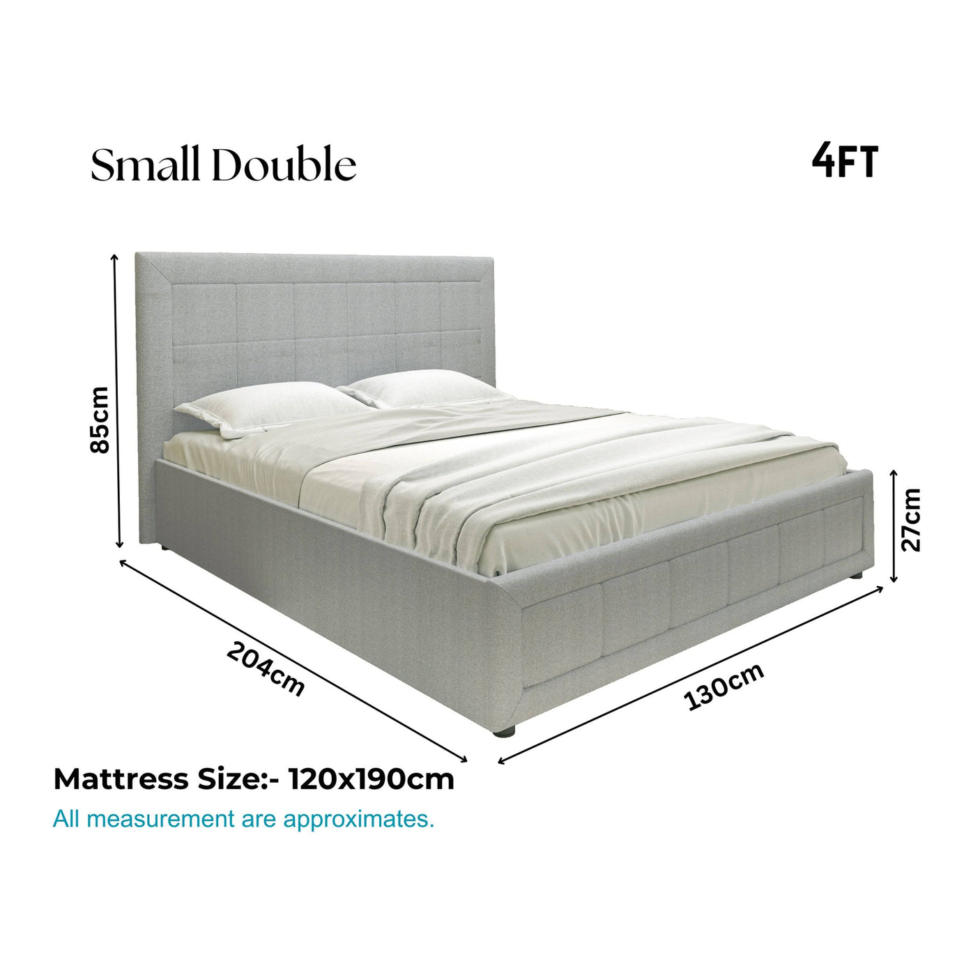 Blisswood Ottoman Bed With 8" Mattress, Grey Linen