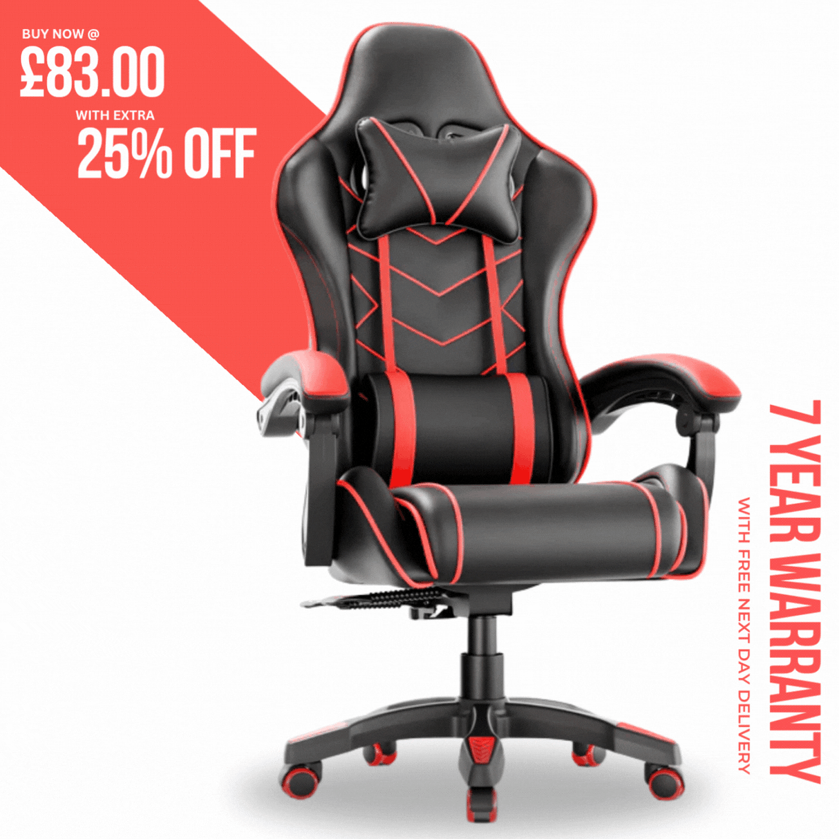PC Gaming Chair - Home Office Chair With Headrest & Lumbar Support