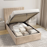 Vertical Line Ottoman Storage Bed - Velvet Ottoman Bed Frame