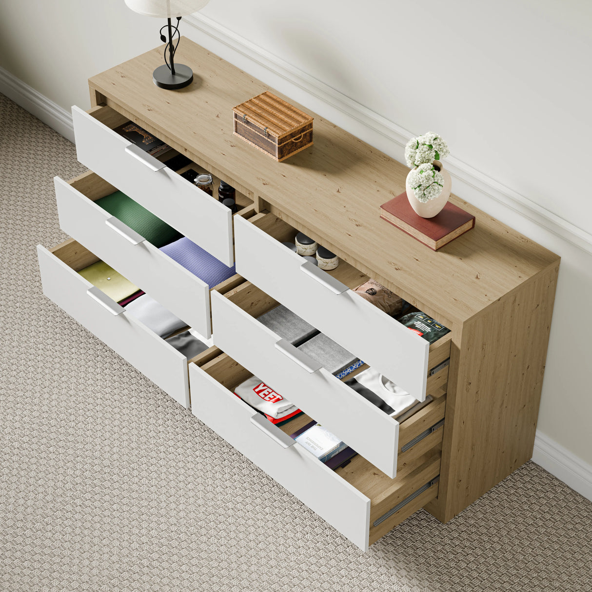 Skova Large 6 Chest of Drawers - Wide Bedroom Dresser