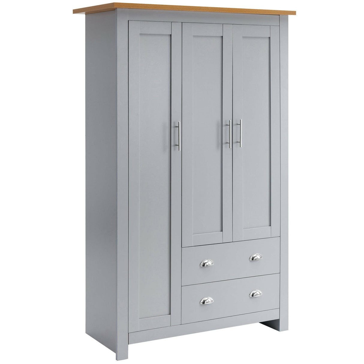 Triple wardrobe with drawers offering generous storage space for bedroom organization