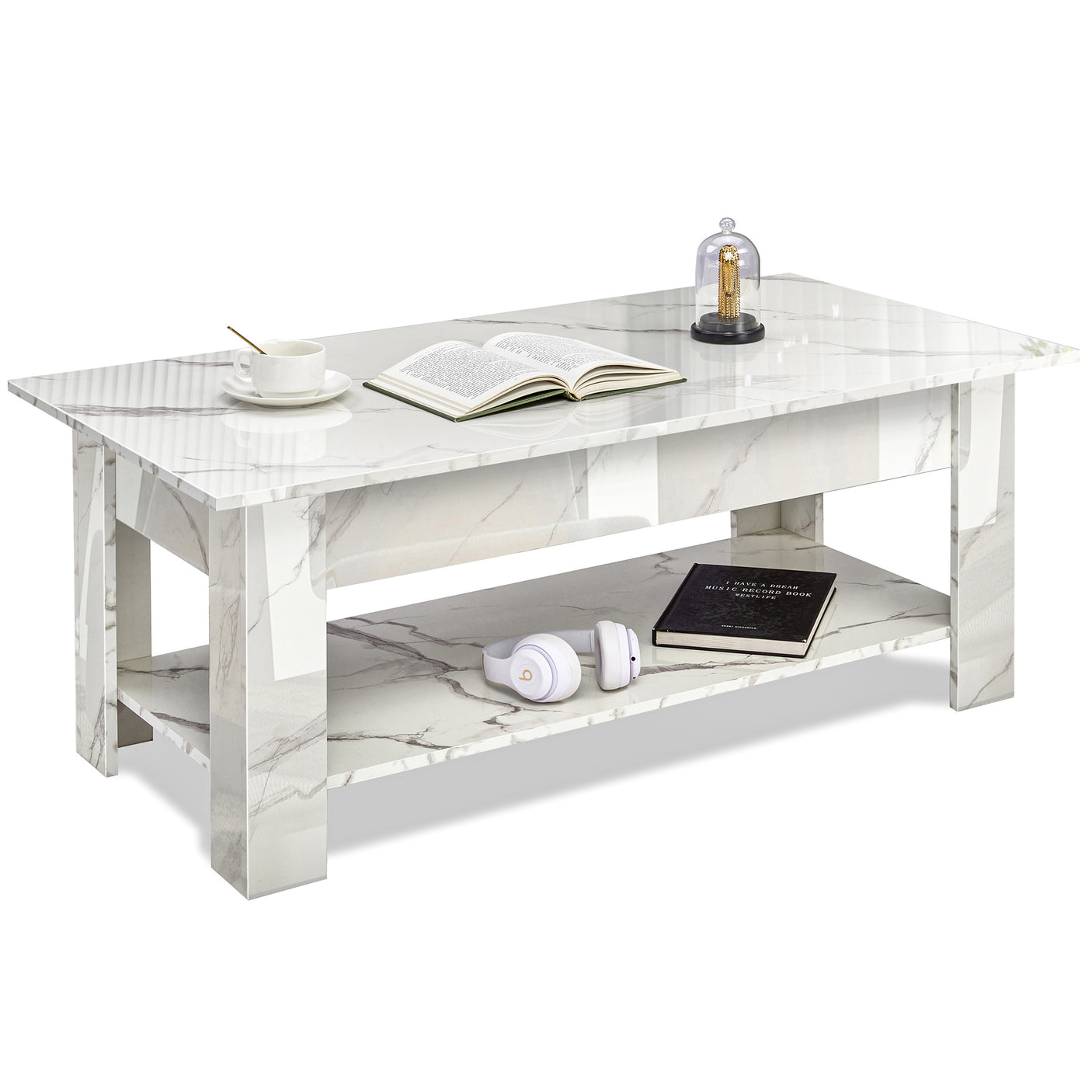 High Gloss Lift Up Coffee Table With Storage