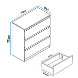 High Gloss 3 Drawer Chest - Small Chest of Drawers