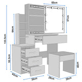 Hollywood Mirror Dressing Table with Storage, Drawers Vanity Makeup Desk