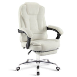 Elegant white fur office chair with a high back, offering luxurious comfort and style.