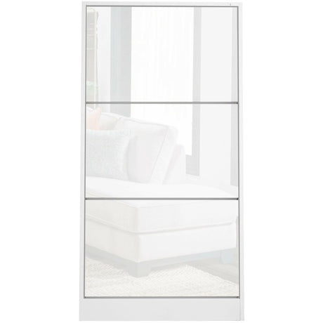 White high gloss tall shoe storage cupboard with sleek design and multiple compartments