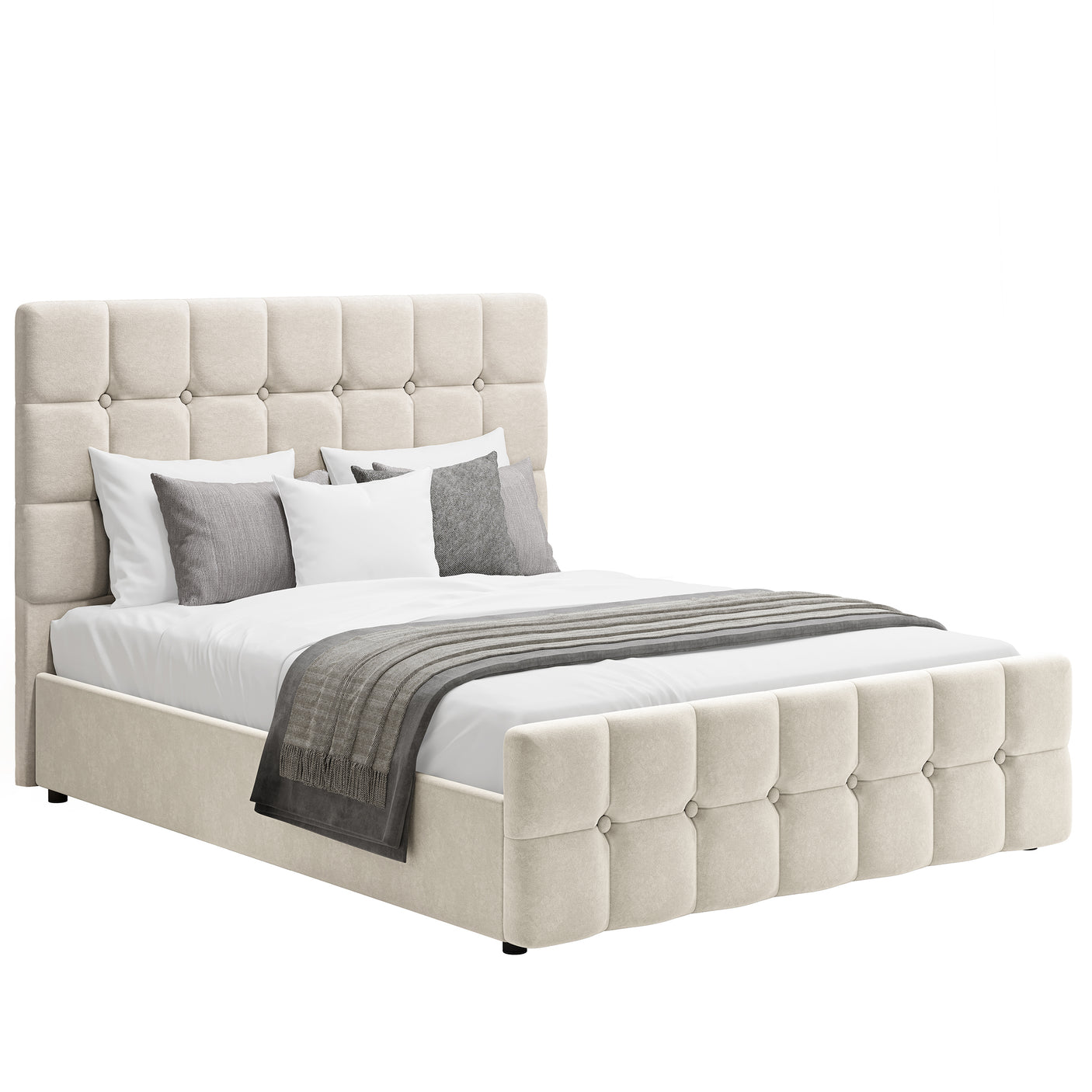 Blisswood Velvet Square Design Ottoman Storage Bed