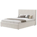 Blisswood Velvet Quilted Vertical Line Ottoman Storage Bed With Mattress