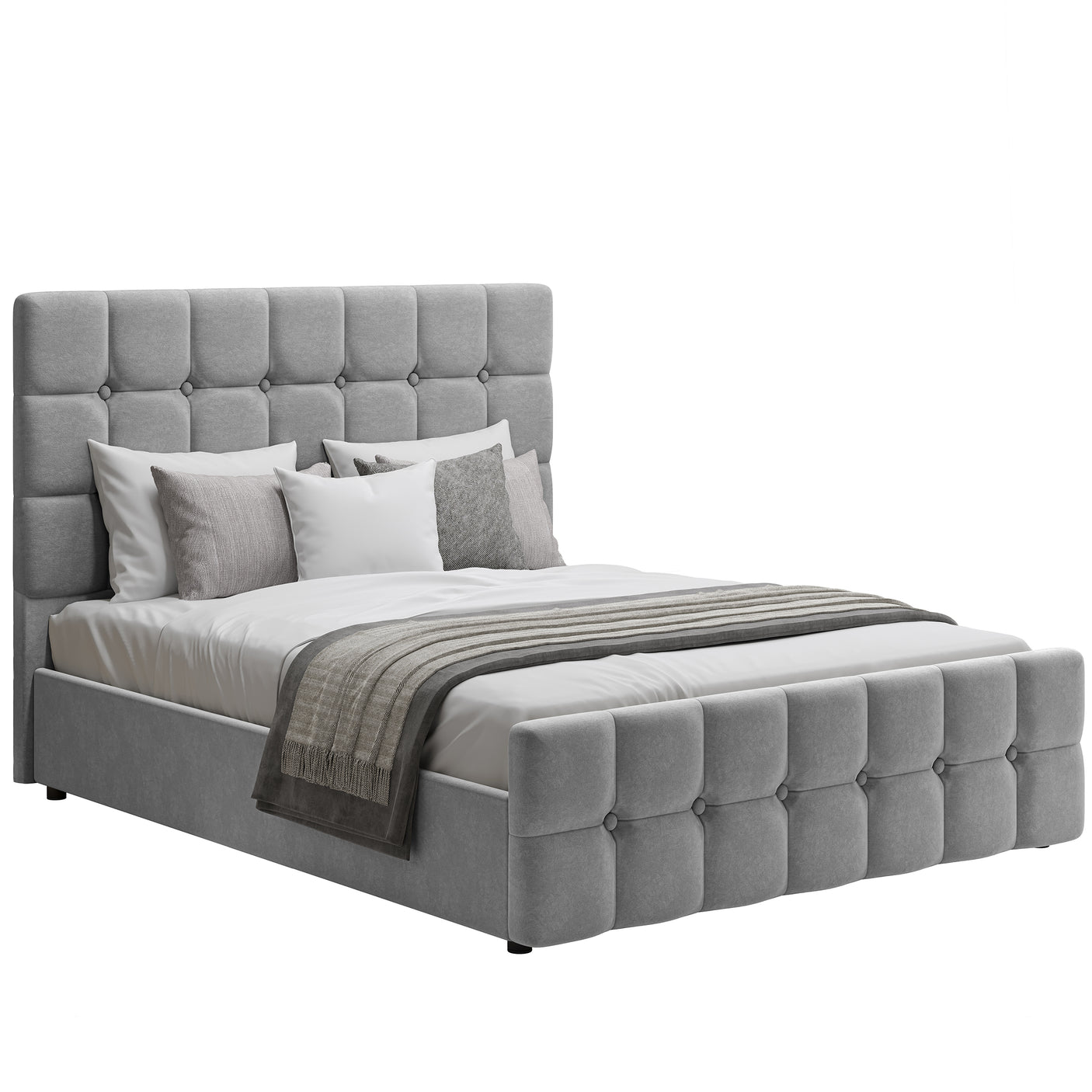 Blisswood Velvet Square Design Ottoman Storage Bed