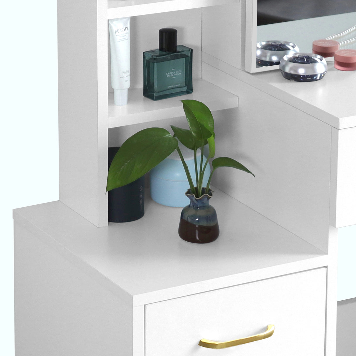 Dressing Table with Storage, Drawers and Mirror - Vanity Makeup Table