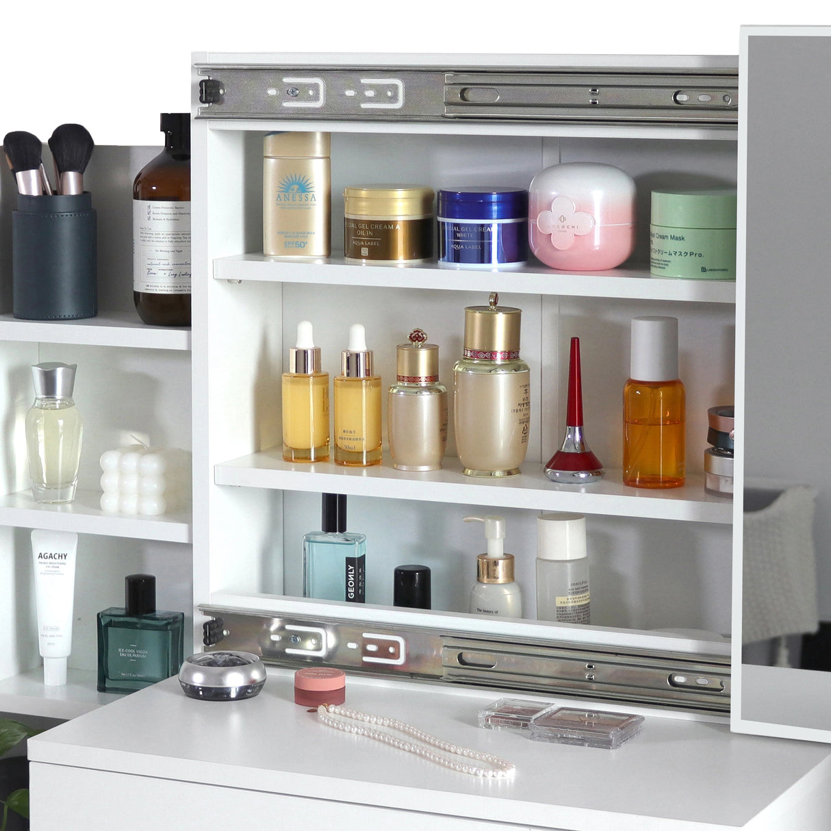 Dressing Table with Storage, Drawers and Mirror - Vanity Makeup Table