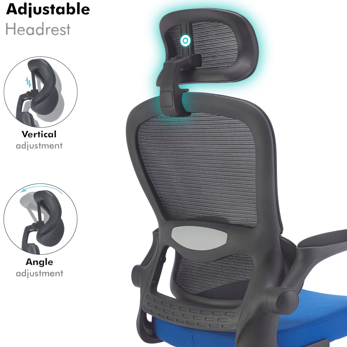 Adjustable Headrest Blue Black Office Chair – Ergonomic, Comfortable, Supportive Seat