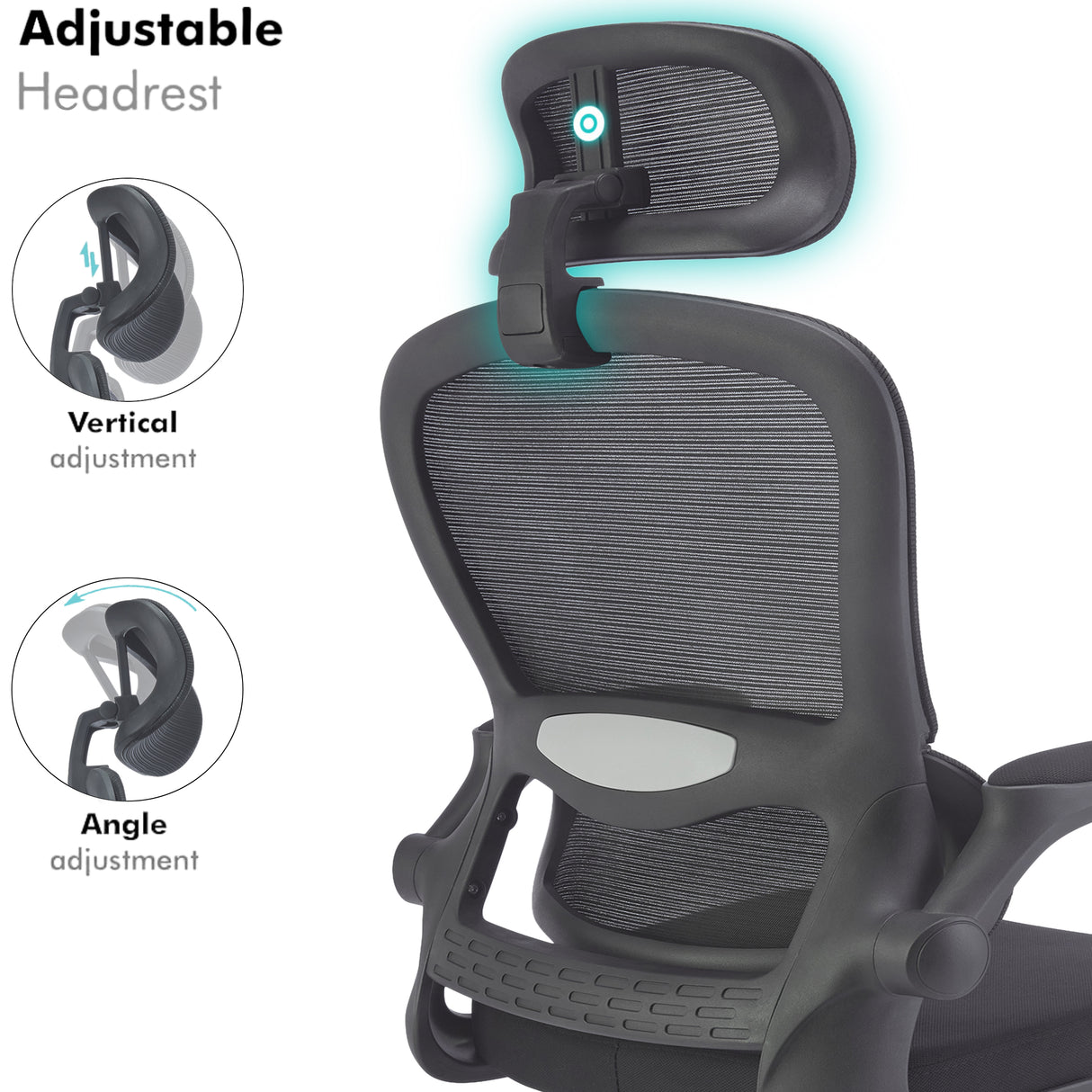 Adjustable headrest office chair – ergonomic design with lumbar support for comfort.